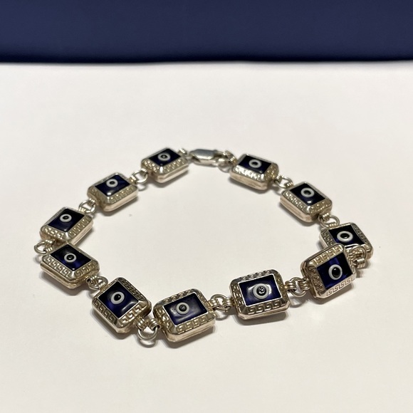 925 Silver Unique Evil Eye Bracelet - Picture 6 of 14